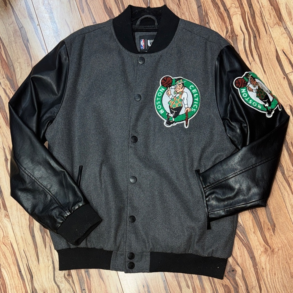 NBA Boston Celtics Black and Gray Bomber Jacket - Picture 3 of 4